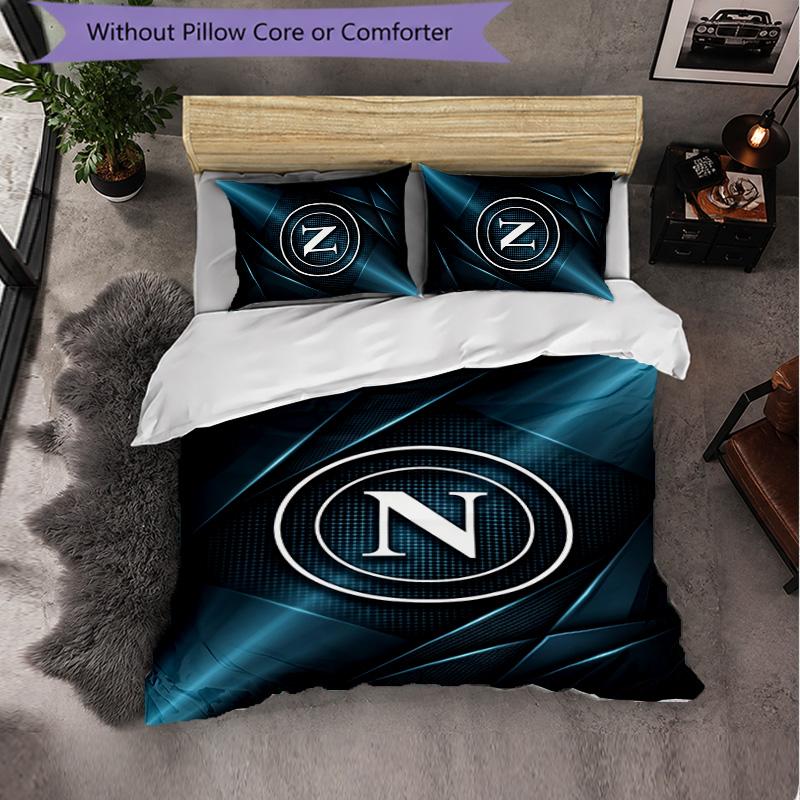 Napoli FC Themed Bedding 3Pcs Duvet Cover Set Decorative Bed Linen For Teen Room Home Decoration
