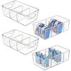 Refrigerator Organizer Bin 4 Grids Clear Food Storage Box Fridge Organizer Bins with Vegetable Fruit Pantry Organization Kitchen Accessories KTY