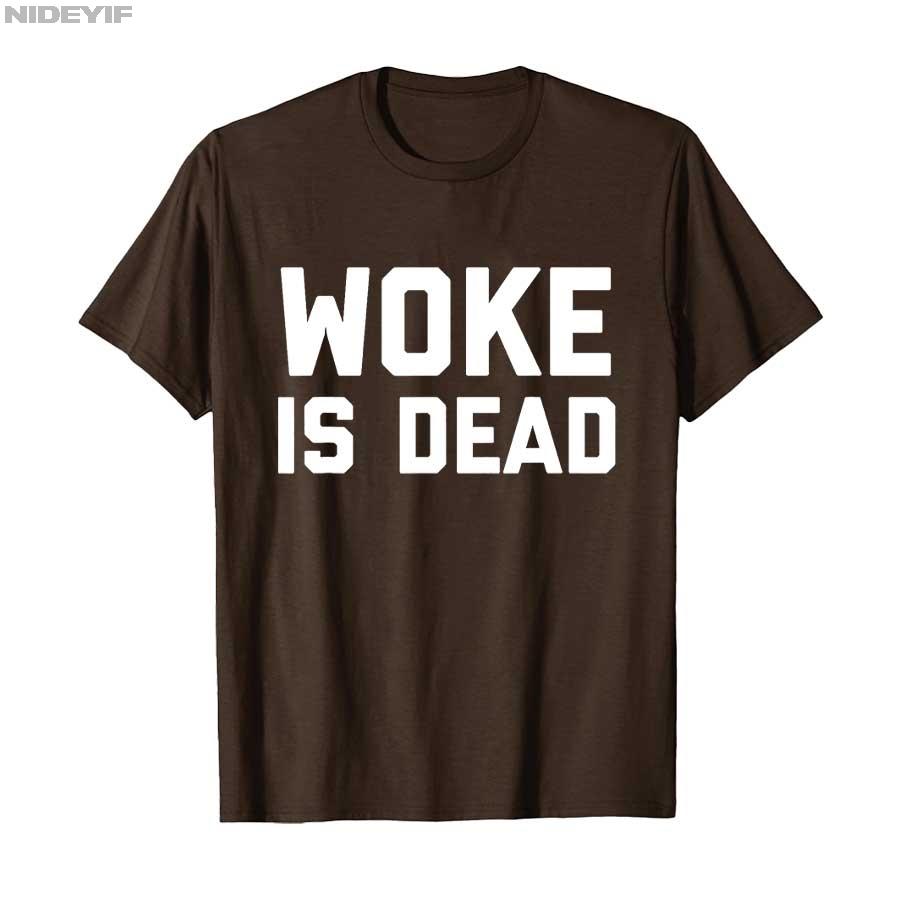 Футболка с мемом "Woke is Dead" для мужчин и женщин, 100% хлопок, с коротким рукавом, P369