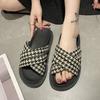 Casual Cross Slippers Summer Wear 2024 New Fashion Ins Wind Thousand Bird Grid Women's Shoes Platform Internet Celebrity Slippers Women