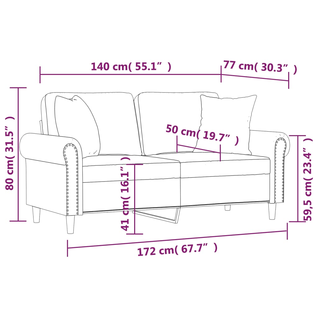 Vidaxl 2-Osobowa Sofa Z Poduszkami, Cappuccino, 140 Cm, Sztuczna Skóra
