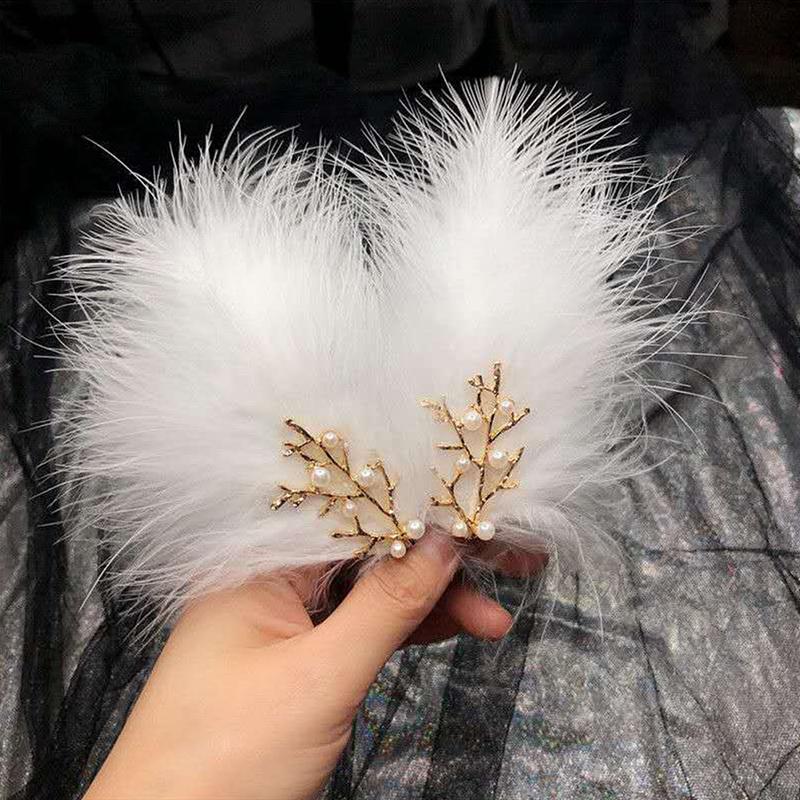 2Pcs Fairy White Feather Hair Clip Headdress Wedding For Women Girls Daily Personality Sweet Feather Barrettes Hair Accessories