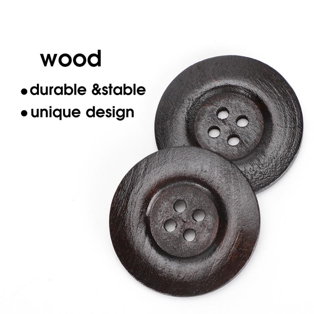 30pcs 40mm Craft Sewing Buttons 4 Holes Round Wood Buttons Vintage Style Coat Buttons DIY Crafts