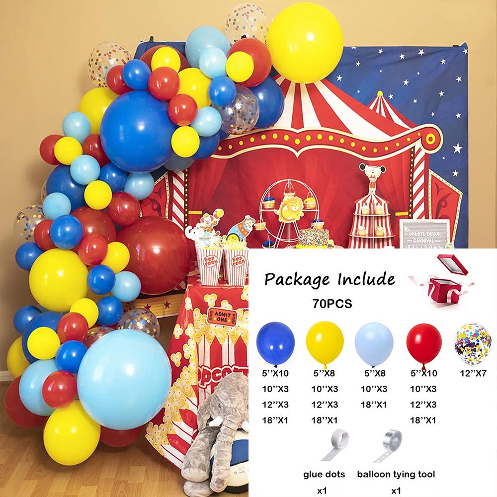 Red Green Blue Yellow Balloons Garland Arch Kit Latex Ballon Set Carnival Circus Toy Themed Party Birthday Decoration Air Globos