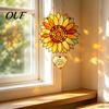 Sunlight Reflecting Pendant Stained Glass Style Sunflower Pendant, Floral Wall Hanging Art with Metal Hand Painted Flower Suncatcher Chain,