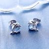 Huitan Blue Dolphin Stud Earrings Cute Ear Accessories for Women Zinc Alloy Color Simple Earrings Girls Birthday Gift Trendy Zircon