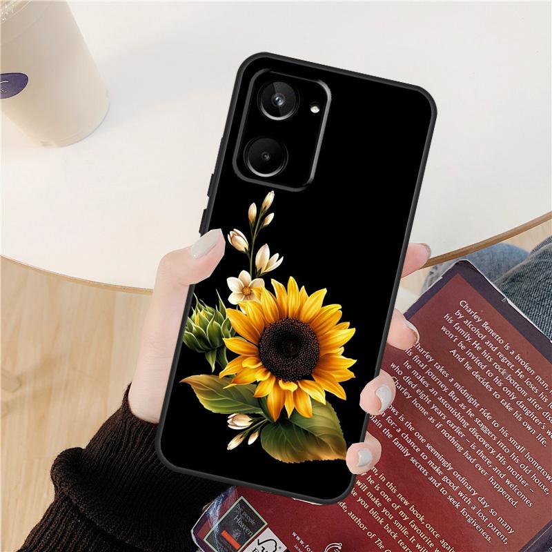Красивый желтый чехол с подсолнухом для Realme GT Neo 5 3 2 3T 8 9 10 Pro Plus C33 C35 C31 C30 C11 C15 C25 C21Y C55