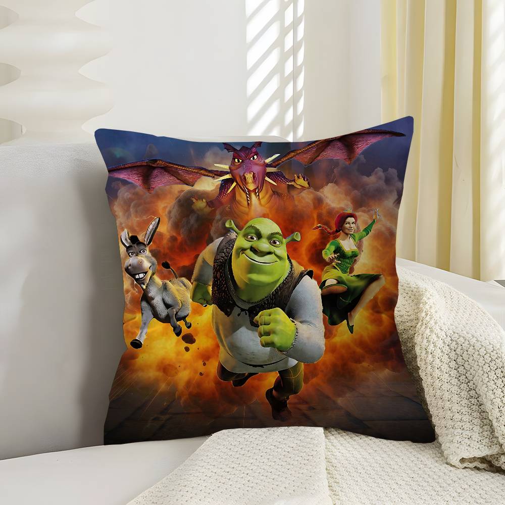 S-Shrek Movie Pillow Gift Home Office Decoration Bedroom Sofa Car Cushion Cover Case 45X45