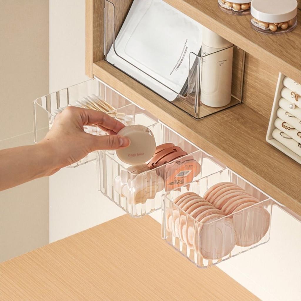 Прозрачный ящик для хранения, подвесной органайзер под стол, модные коробки для хранения мелочей