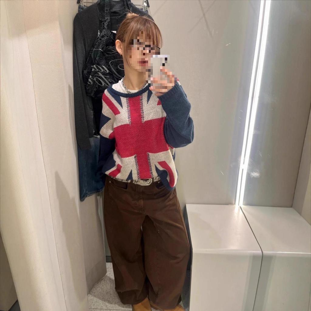 Жаккардовый вязаный свитер с британским флагом Union Jack - Мужская и женская осенне-зимняя коллекция.