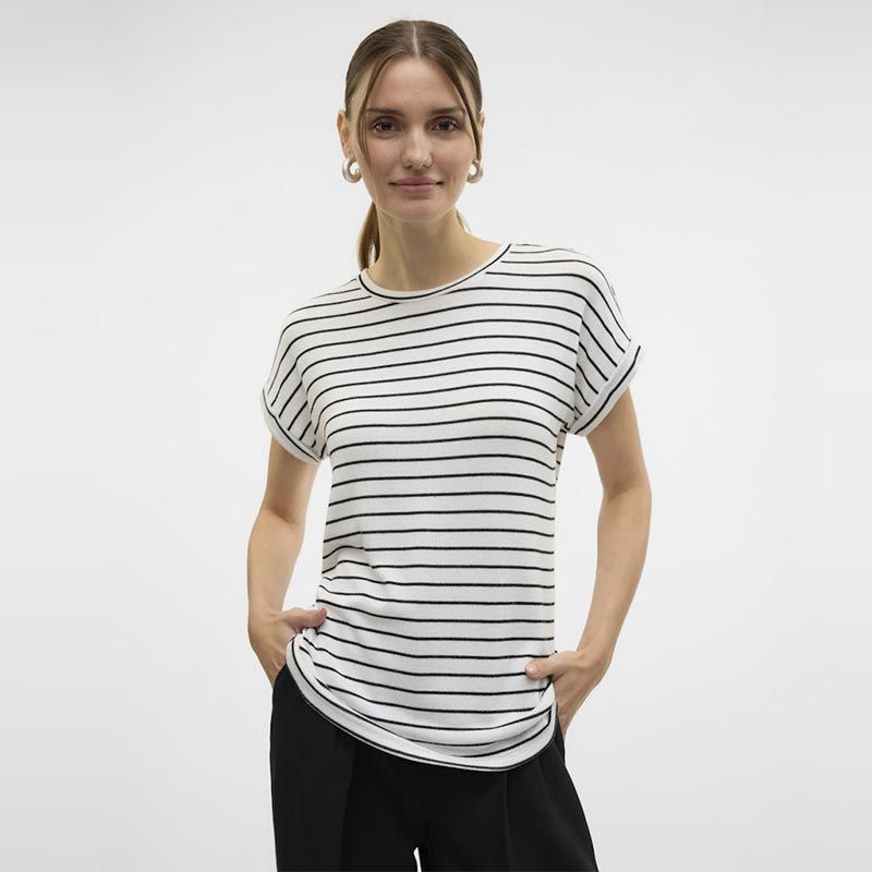 Brianna Fine Knit Striped Round Neck Sweater for Women VERO MODA