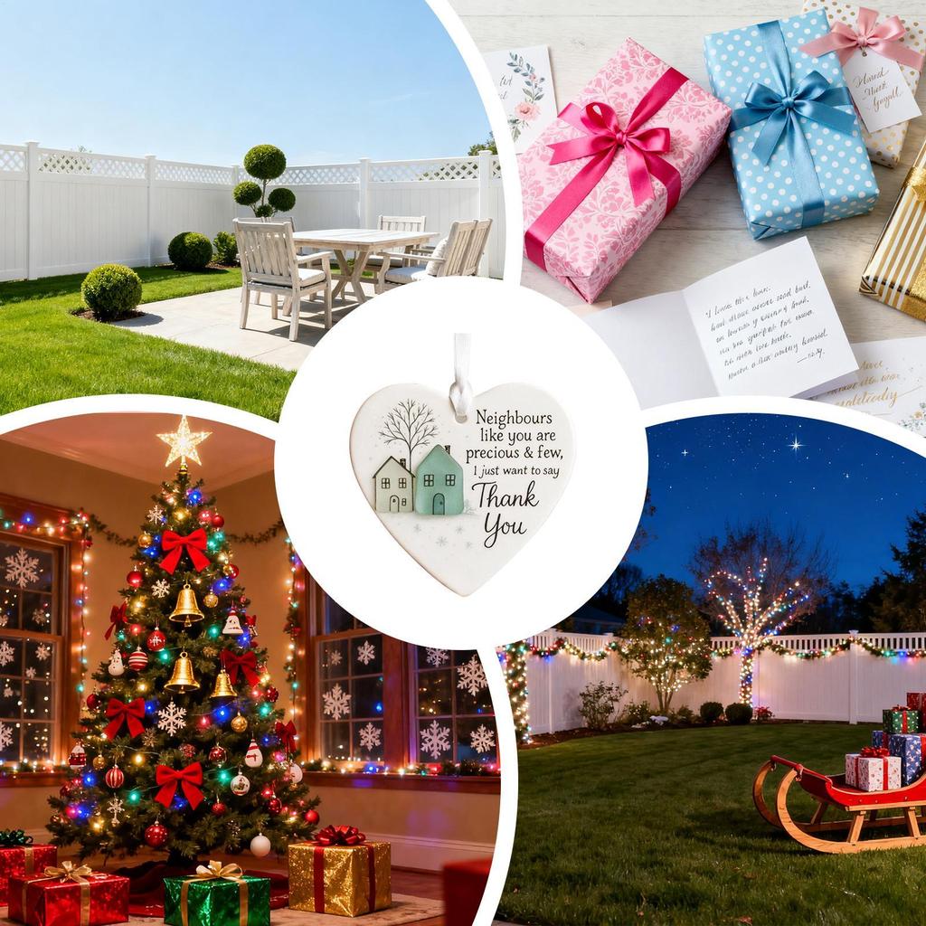 Thank You Neighbours Ornament Appreciation Favors 2D Acrylic Decoration for Neighbours Thank You Ornament for Christmas Tree
