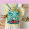 Cartoon Snoopy Pu Material Backpack With Zipper Closure For Casual Travel And Kids