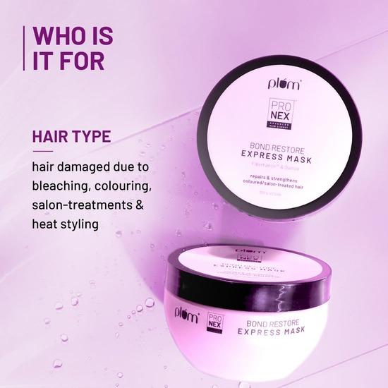 Plum ProNex Bond Restore Hair Mask | For Dry & Frizzy Hair, Coloured Hair, Keratin Treated Hair I 200gm
