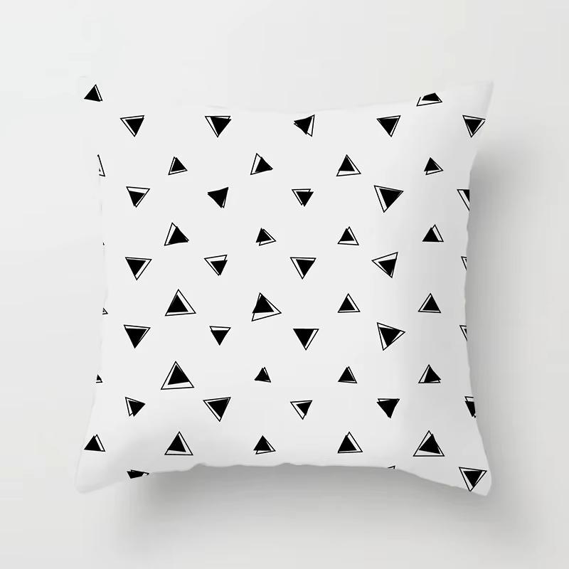Double Sided Black White Geometric Pillowcase Polyester Striped Cushion Cover for Sofa Living Room and Modern Home Decor