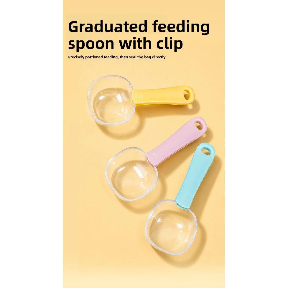 3Pcs Pet Food Scoop With Measurement Scale And Bag Clip Transparent 250ml Feeding Spoon For Cats Dogs Dry Kibble Storage