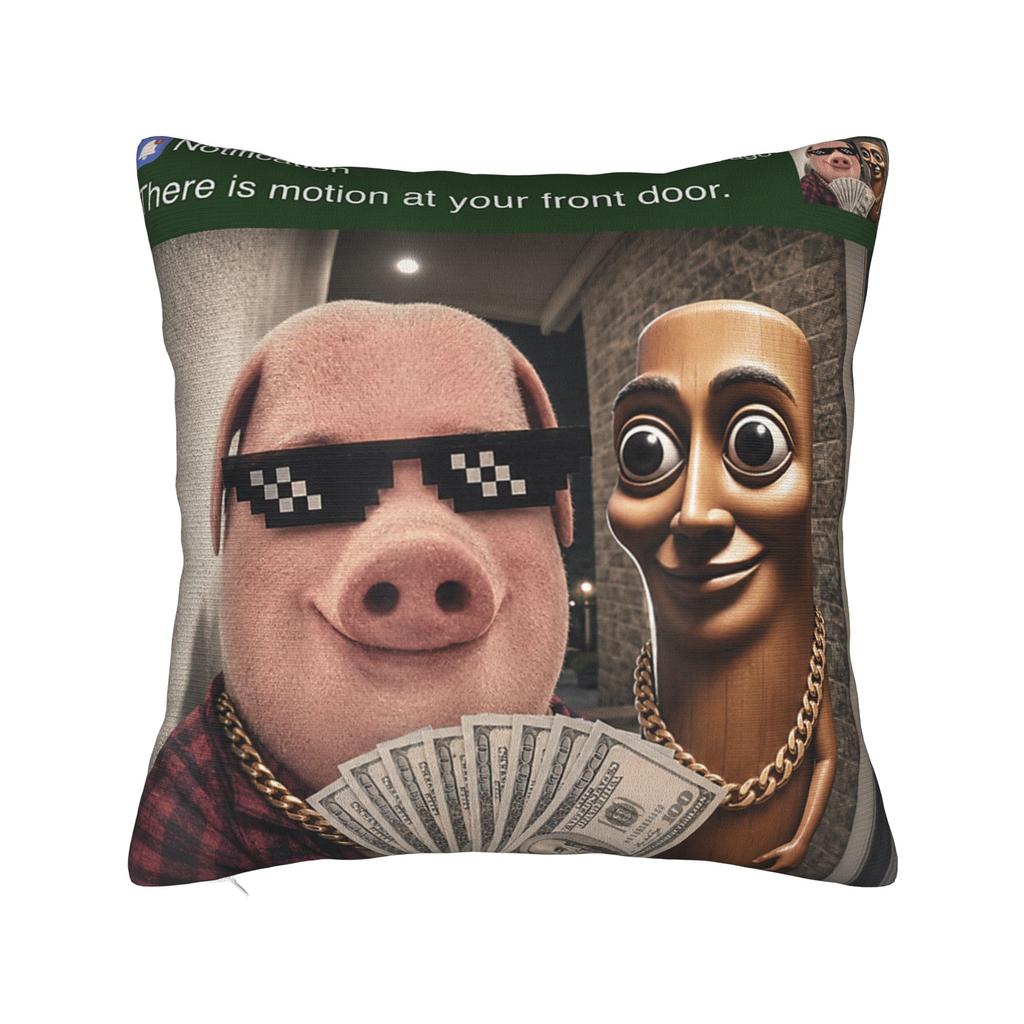 Tung Tung Sahur Chan Meme Pillowcase Printed Cushion Cover Decor Throw Pillow Case Cover Home Zippered