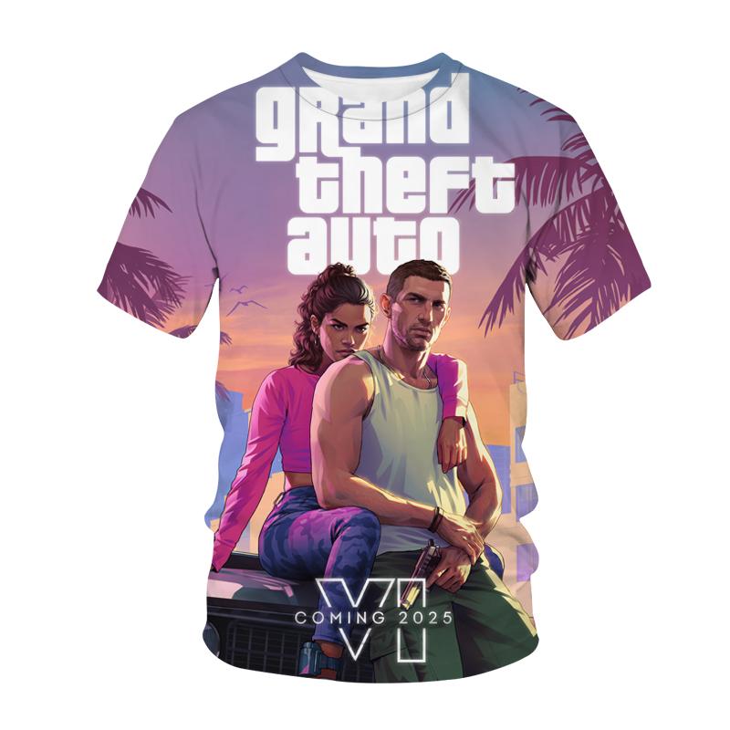 Футболка GTA 6 Игровая 3D-печать Уличная одежда Мужская и женская Повседневная модная футболка Дышащая и удобная Верхняя одежда
