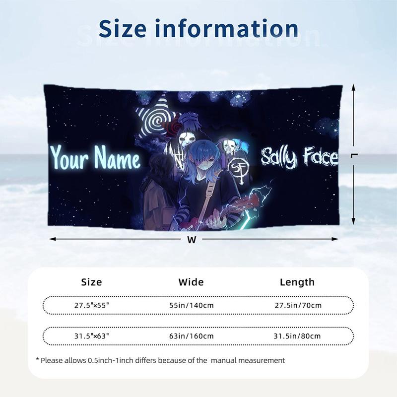 Custom Text Beach Towel, Soft Absorbent Swimming Multi-use TowelSally Face