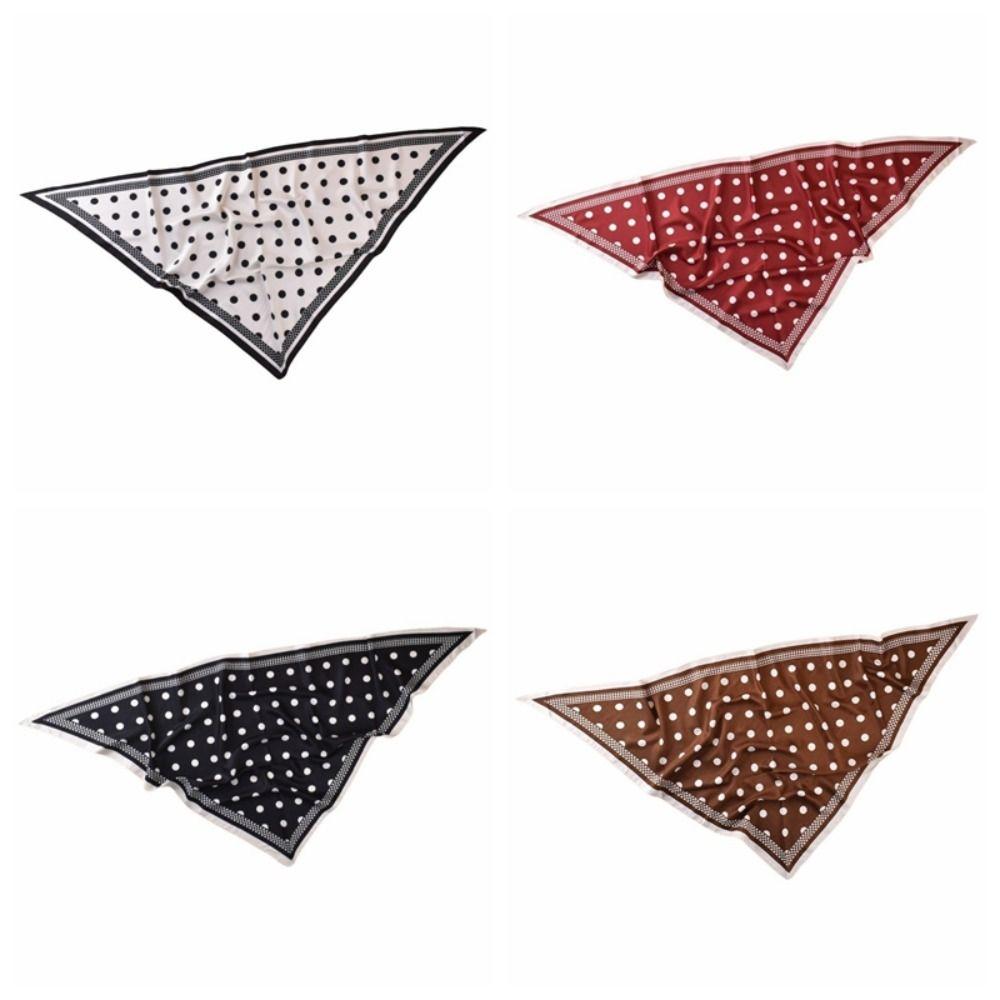 Thin Imitation Silk Scarf Polyester Waist Tying Scarf Vintage Polka Dot Triangle Scarf Club