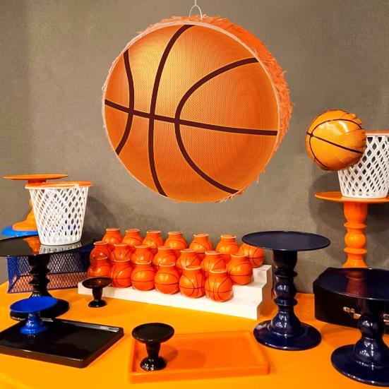 Пиньята Баскетбол с повязкой на глаза, битой и конфетти. Принадлежности для вечеринки в баскетбольной тематике для детей, взрослых, сувениры для спортивной вечеринки по случаю дня рождения