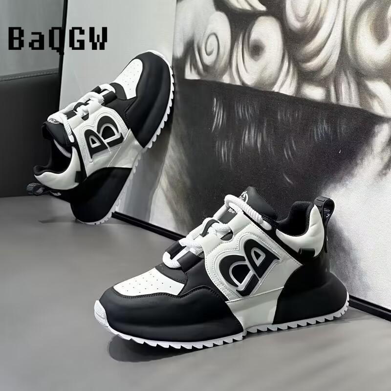 Модные дизайнерские массивные кроссовки для мужчин, покрытая подошва, модные кожаные дышащие повседневные кроссовки с увеличенной внутренней платформой