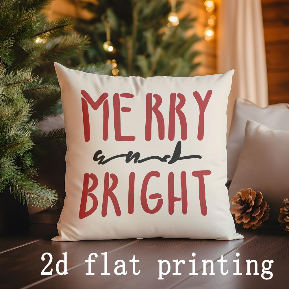 Home Decor Christmas Themed Santa & Believe Pillows Pattern Cushion Cover Suitable for Sofa Bedroom Car Pillow Cover