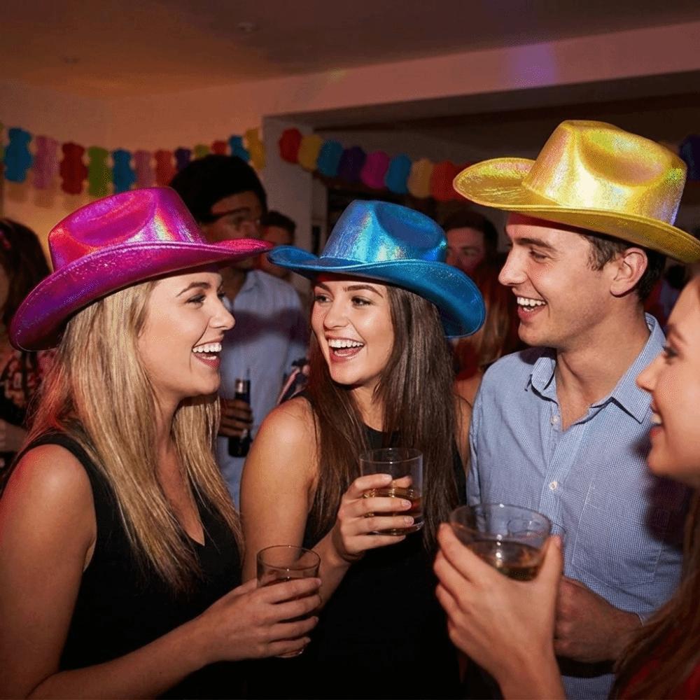Pearlescent Shine Neon Western Hat Glamorous Western Cowboy Hat Glitter Cowgirl Hat  Holiday Event