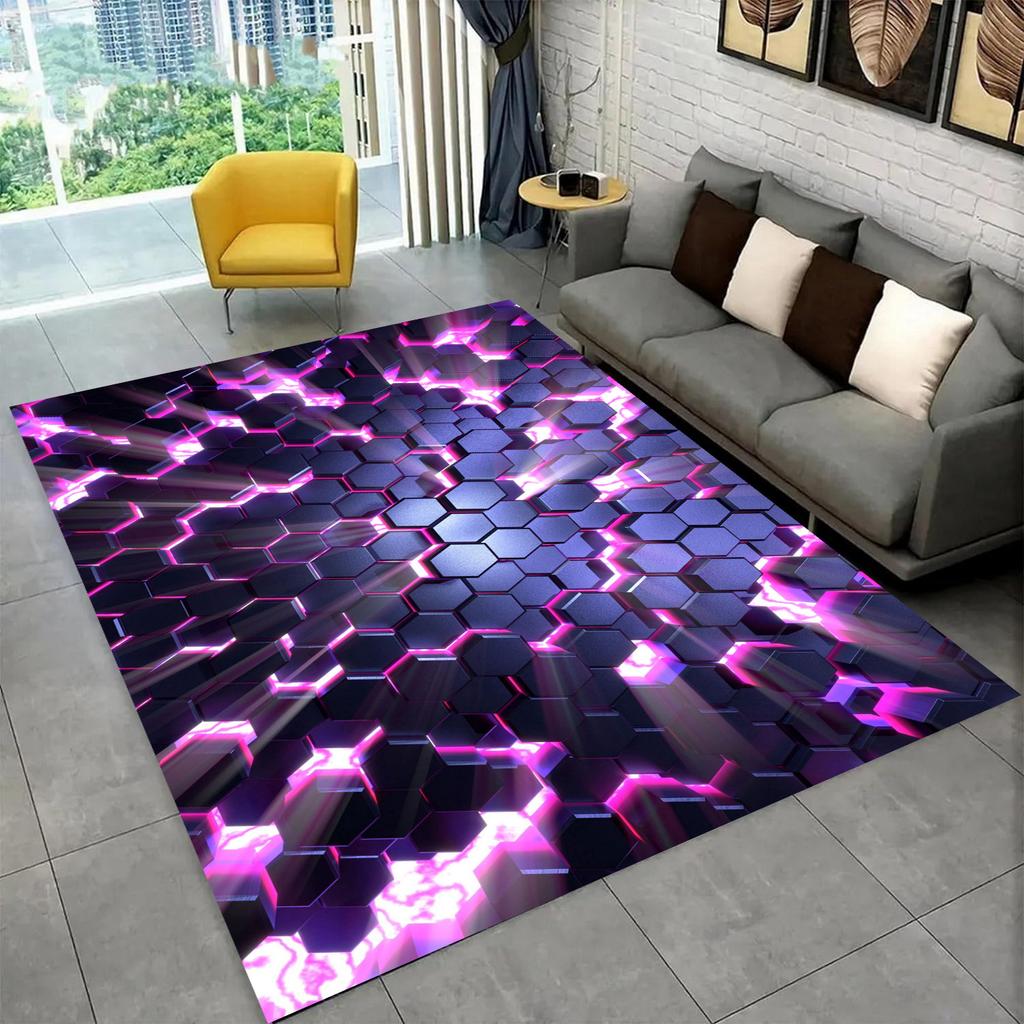 3D Visual Carpet Abstract Geometric Grid Living Room Decoration Carpet