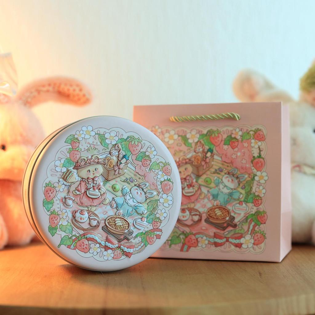Оригинальная маленькая круглая жестяная банка Lulu Bunny для печенья, бисквитов и конфет.