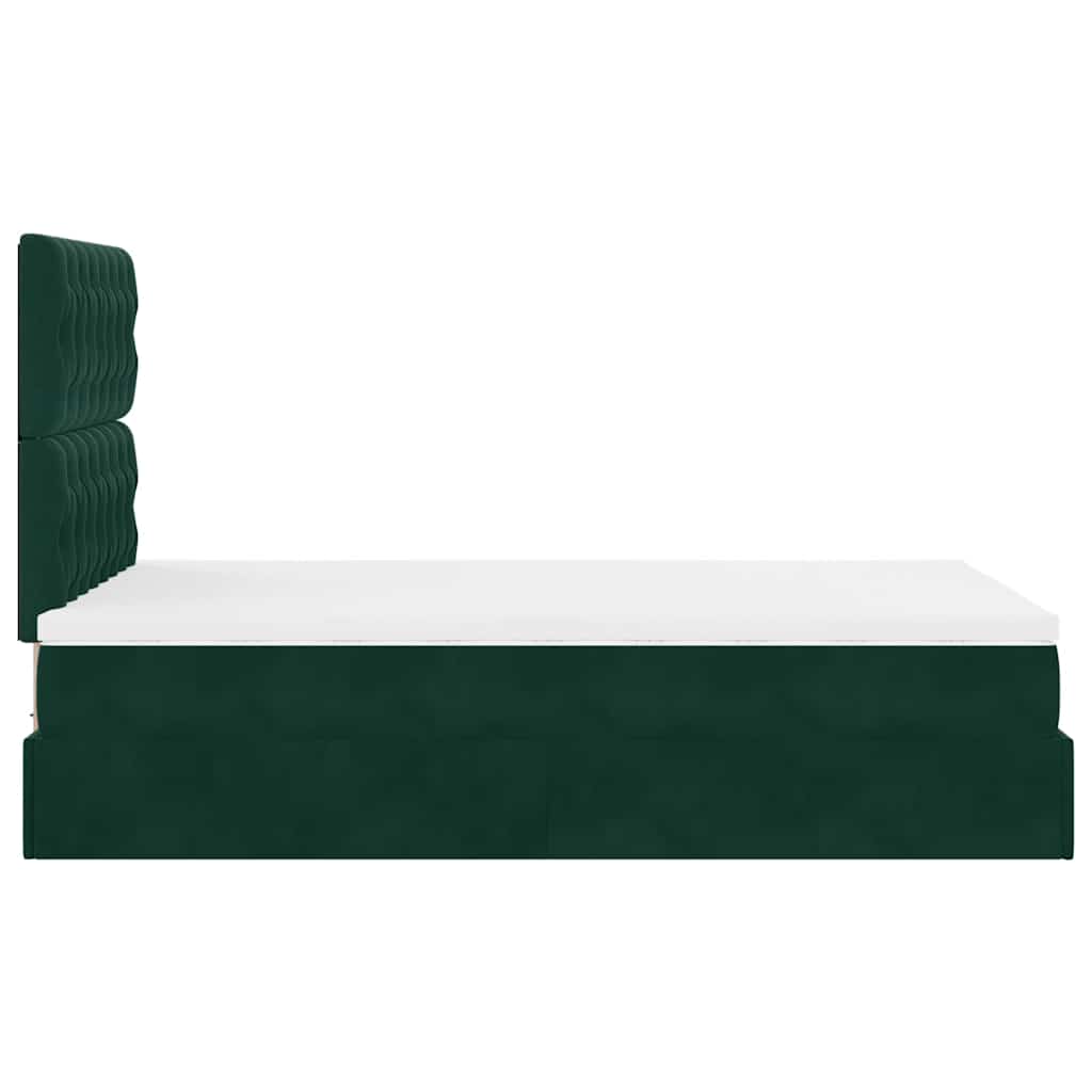 Ottoman Bed with Mattress Dark Green 120x200 cm Velvet