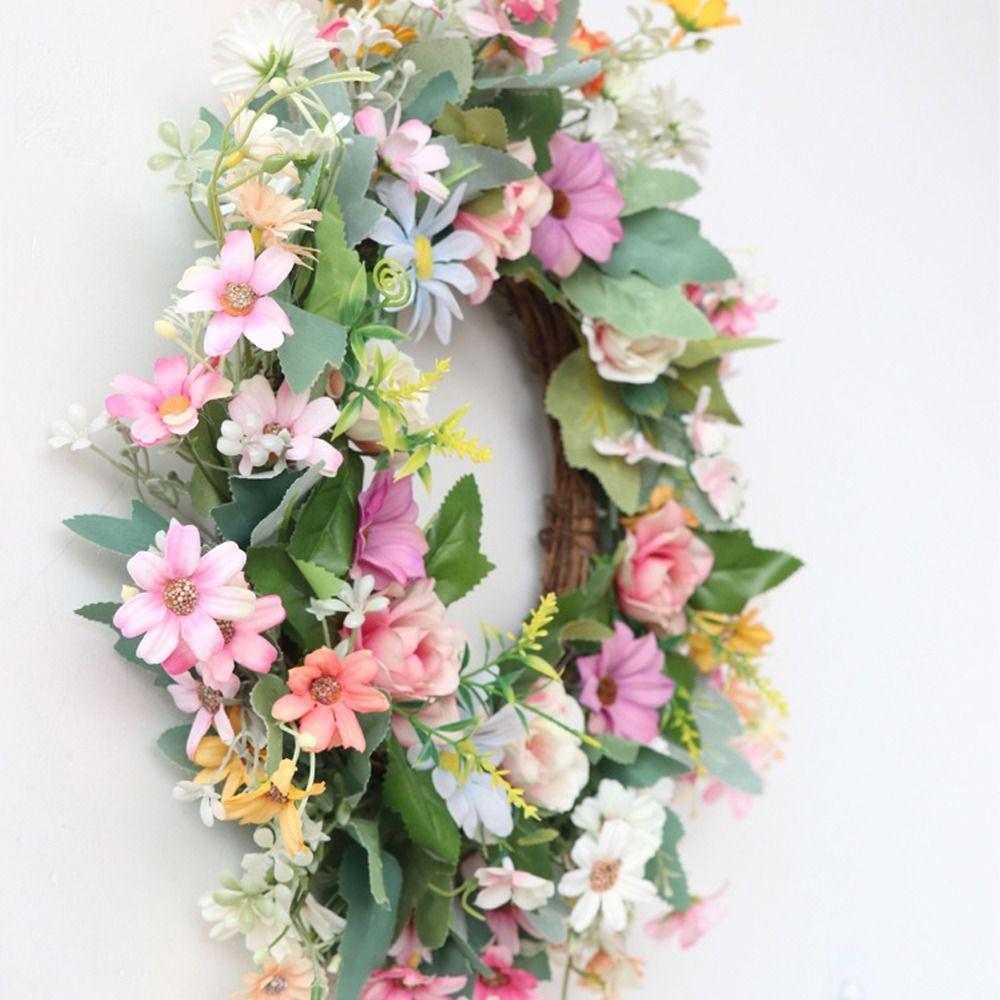 Венок из искусственных цветов, шелковая хризантема, весенние цветы, подвеска на дверь, подарки для вечеринки