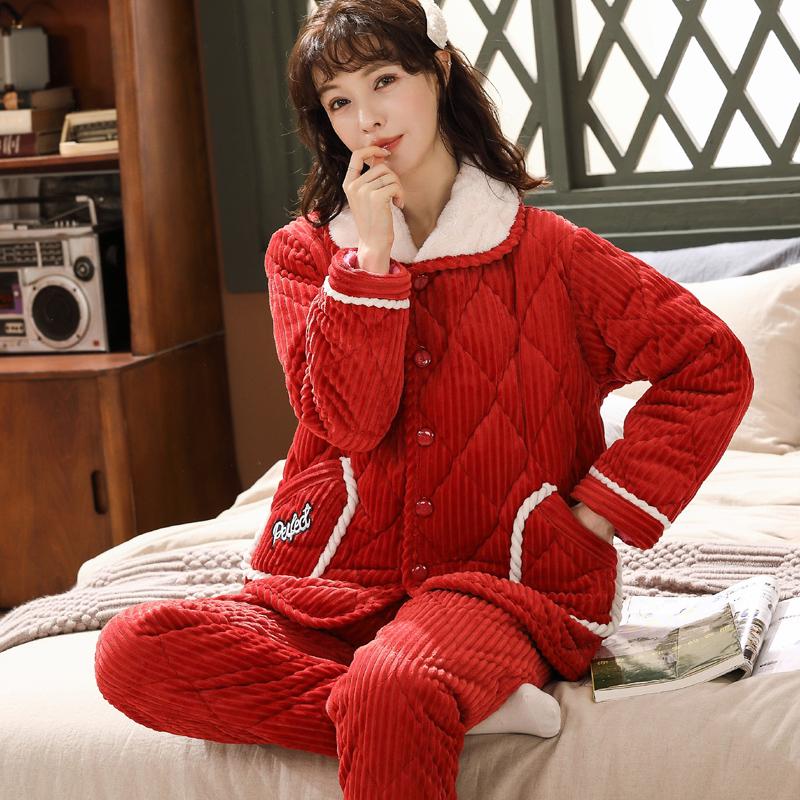 2 шт. Зимняя женская теплая домашняя одежда пижамы женская фланелевая толстая коралловая флисовая милая мультяшная пижама большого размера шерстяная пижама