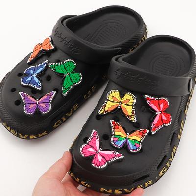 Новые 1 шт. Шармы для обуви в виде бабочек Летние украшения для обуви Джинсы для девочки мальчика Дизайнерские женские аксессуары для обуви Шармы-пины для обуви