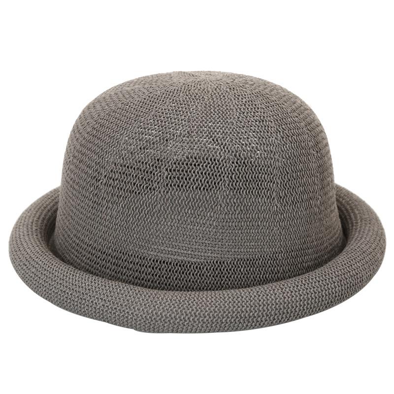 Hat Ladies Spring and Summer New Grass Yarn Curled Bowler Hat Stylish and Elegant Cold Hat