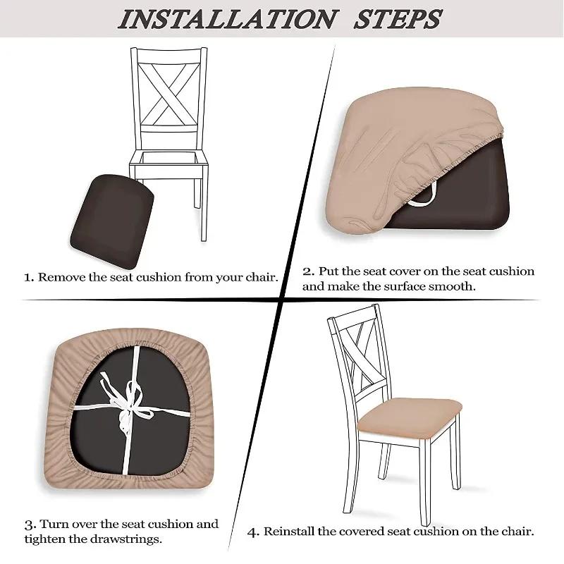 1PC Spandex Jacquard Chair Cushion Cover Dust-proof Dining Room Upholstered Cushion Cover Seat Protector Kitchens Home Decor