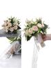 25 см искусственный букет цветов искусственный свадебный букет для церемонии букет цветов шелковые свадебные букеты для украшения свадебной вечеринки