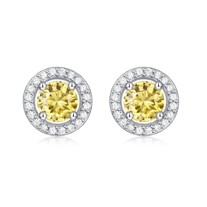 Bague Ringen S925 Silver Earrings Moissanite Gold Round Earrings Fashion Sweet Earrings Gift Silver Jewelry