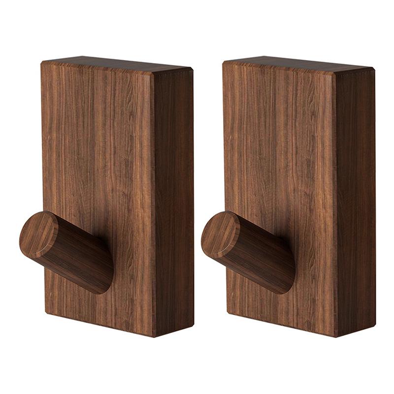 2 шт. Настенные крючки-вешалки из орехового дерева, без сверления, скандинавский крючок для пальто, держатель для полотенец, ключей, полка для хранения, украшение