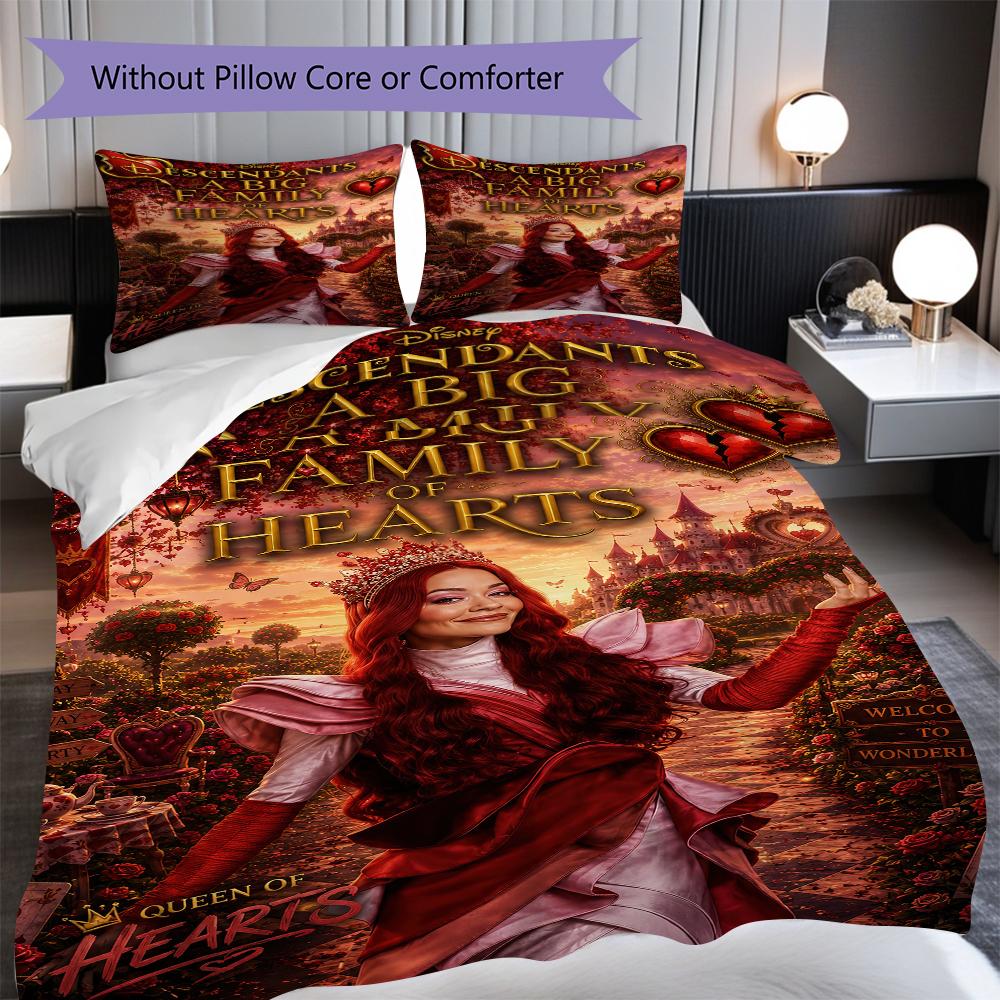 1PC Descendants pattern Bedding Quilt Set Quilt Cover Pillowcase Home Decoration Birthday Gift (1 * duvet cover + 2 * pillowcase, without core)