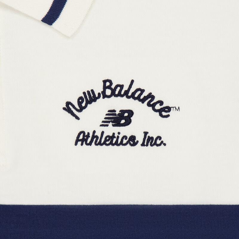 New Balance Поло с полосками Athletics Азиатский размер 'Слоновая кость' Мужское NFE22241-IV