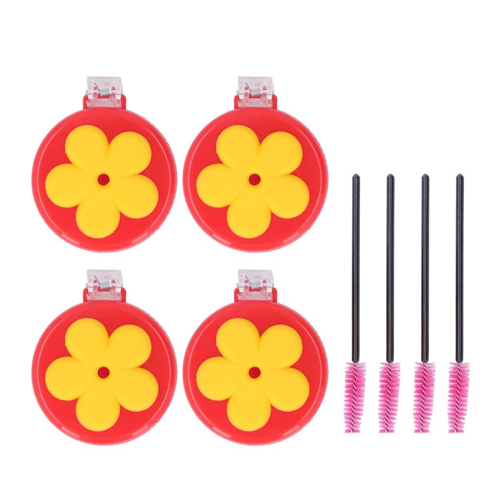 4sets ABS Hummingbird Clip Feeder With Brushes Flower Hummingbird Feeder Outdoor Use