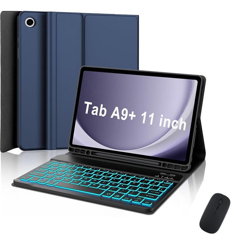 A11 Plus Tablet Bluetooth Keyboard Case With TPU Cover Stand Function 3-Fold Design Backlit Travel Work Study