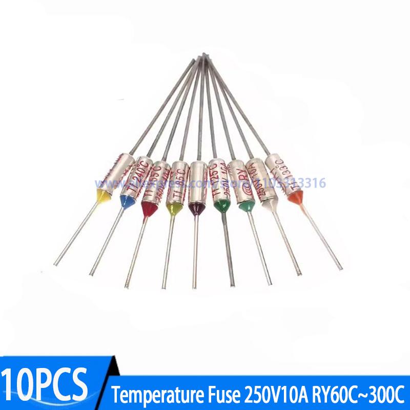 10PCS Thermal Fuse 250V 10A TF RY 60C 70C 80C 92C 100C 110C 115C 121C 135C 142C 157C 165C 172C 185C 192C 210C 240C 285C 300C Fuses4