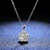 Silver 925 Original 1 Carat Diamond Test D Color Moissanite Rose Shaped Pendant Necklace Platinum Plated Pt950 Gemstone Chain