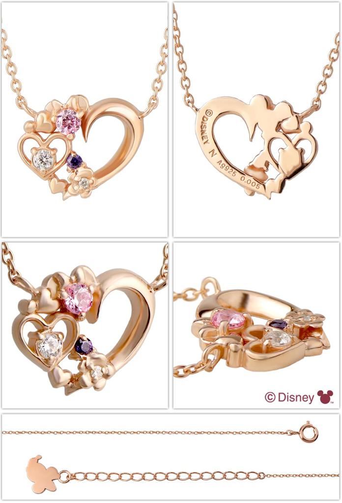 [Shinjuku Gin no Kura] Disney Limited Quantity Minnie Mouse Necklace in Silver 925 for Women, Official Disney Merchandise, Heart Silhouette