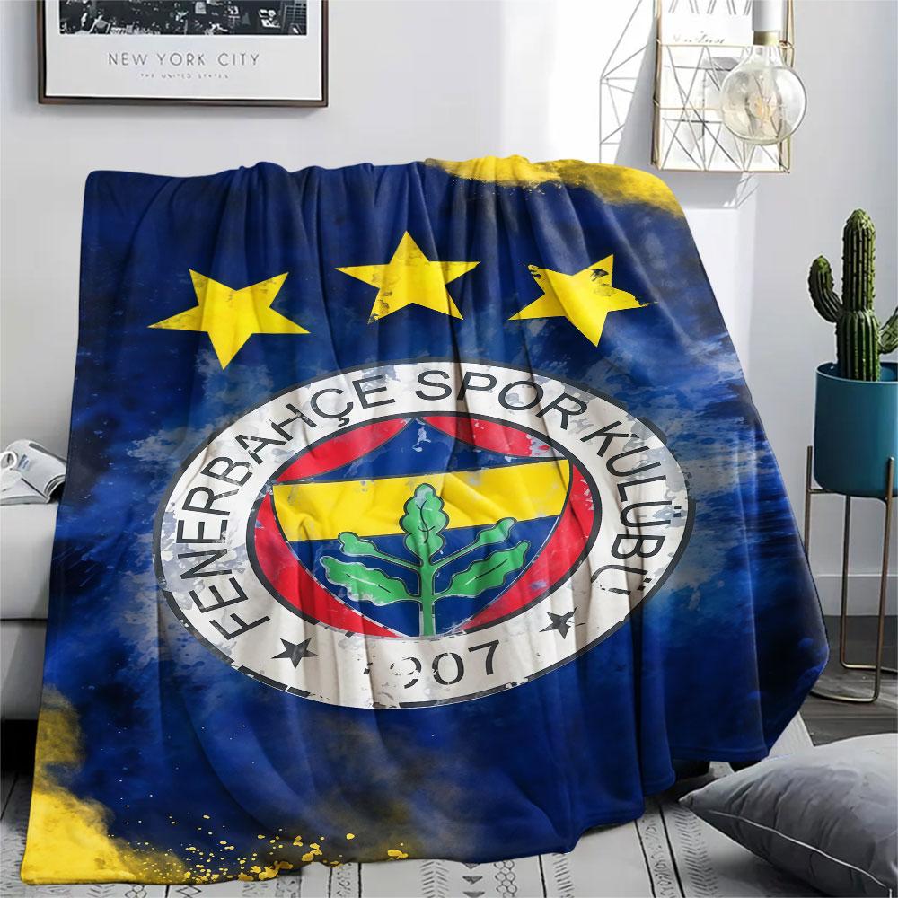 Fenerbahce SK Logo Printed Flannel Blanket, soft throw for bedroom sofa, washable, fan merchandise, great gift.
