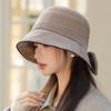 Autumn and Winter Hat Women's Big Brim Showing Face Small Bucket Hat Retro Versatile Basin Hat Bow Bucket Hat