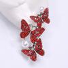 Новая брошь из хрусталя, три красные броши-бабочки для женщин и девочек, брошь в форме листа, одежда, жало, лошадь, игла