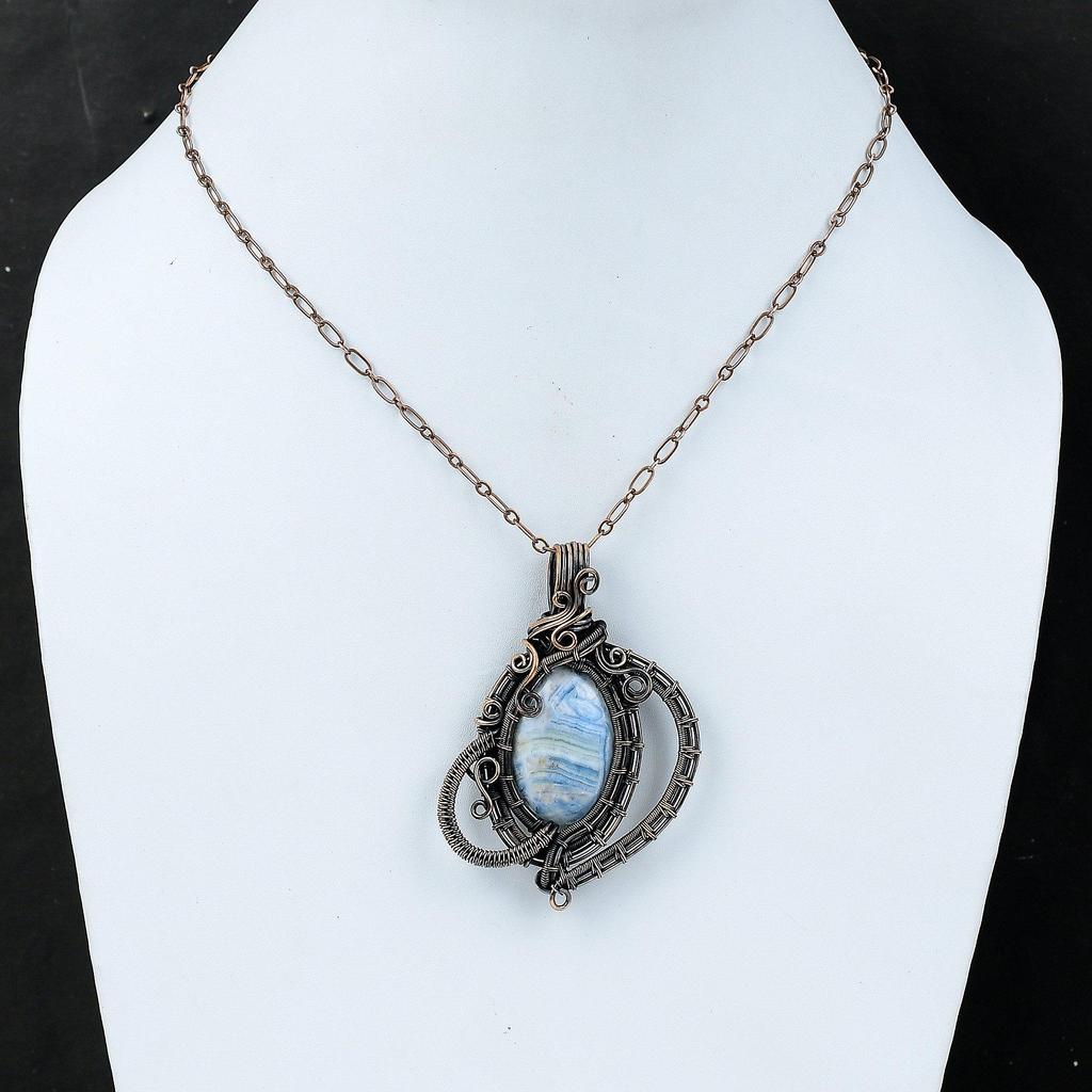 Голубой шеелитовый кулон, обернутый медной проволокой, подвеска с драгоценным камнем, очень красивая подвеска из медной проволоки для подарков, женская подвеска ручной работы